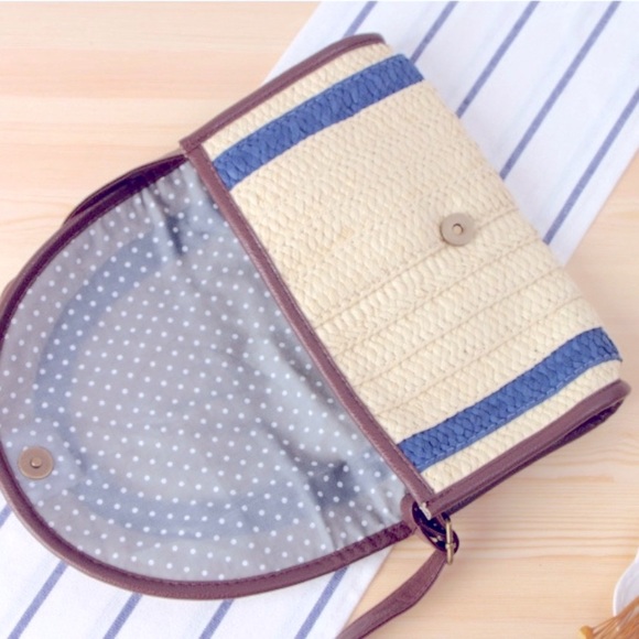 Raffia Straw Woven Leather Tassel Trim Bag - Picture 5 of 7